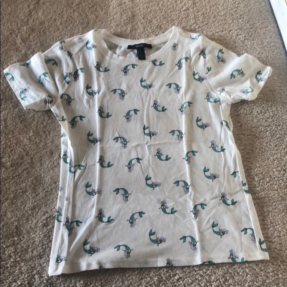 Forever 21 White Mermaid Tee (Small)
